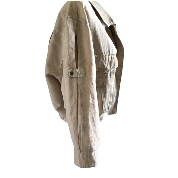 Anthropologie Hei Hei Ronan Linen Camo Utility Jacket | Cargo Cropped Style M - Picture 5 of 12